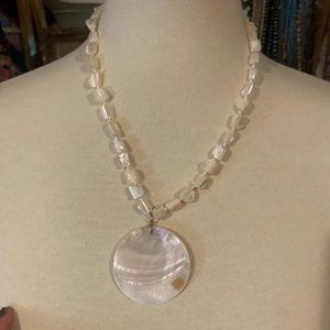 Boho Shell Necklace with medallion - layering piece